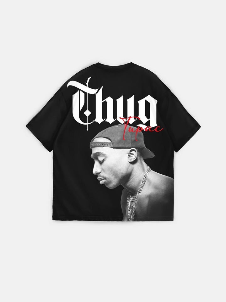 Oversize Thug Life T-shirt - Svart