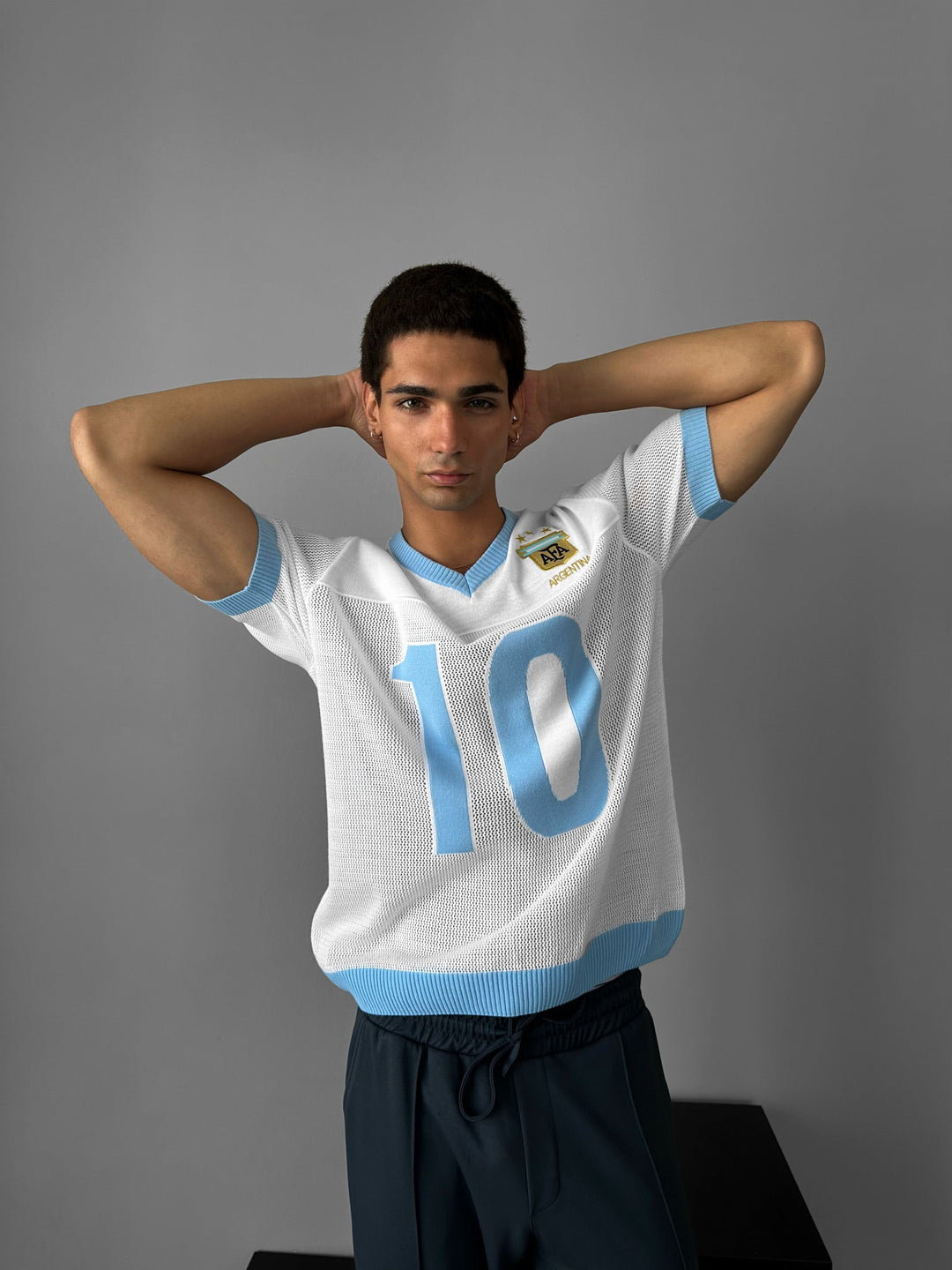 Oversize Argentina Stickad T-shirt - Vit