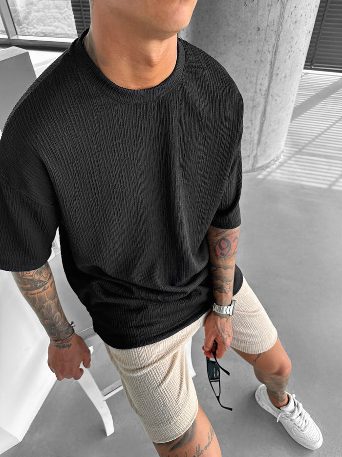 Oversize Crepe T-Shirts - Svart