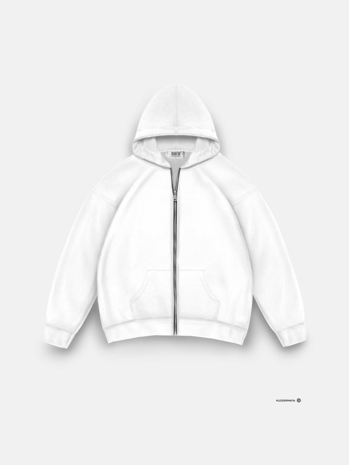 Oversized Basic Zip-Hoodie - Vit