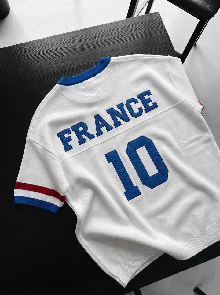 Oversize Frankrike Stickad T-shirt - Vit