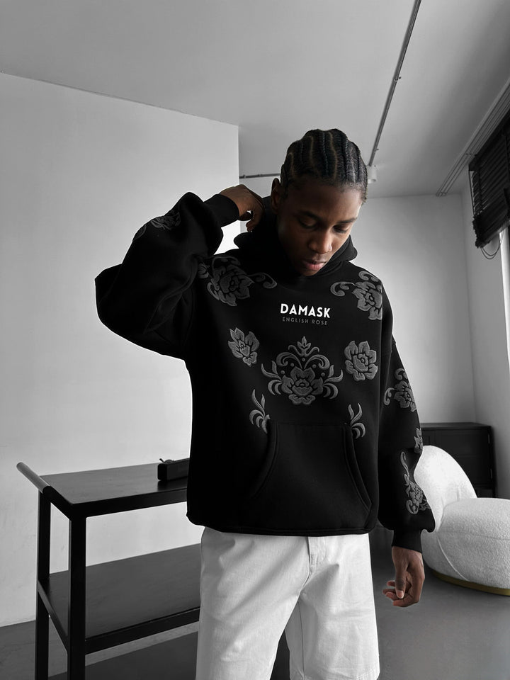 Oversize Damask Hoodie - Svart