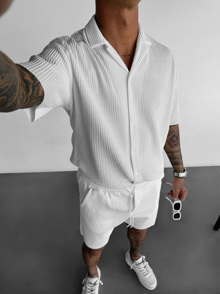 Oversize Ribbad Skjorta - Vit