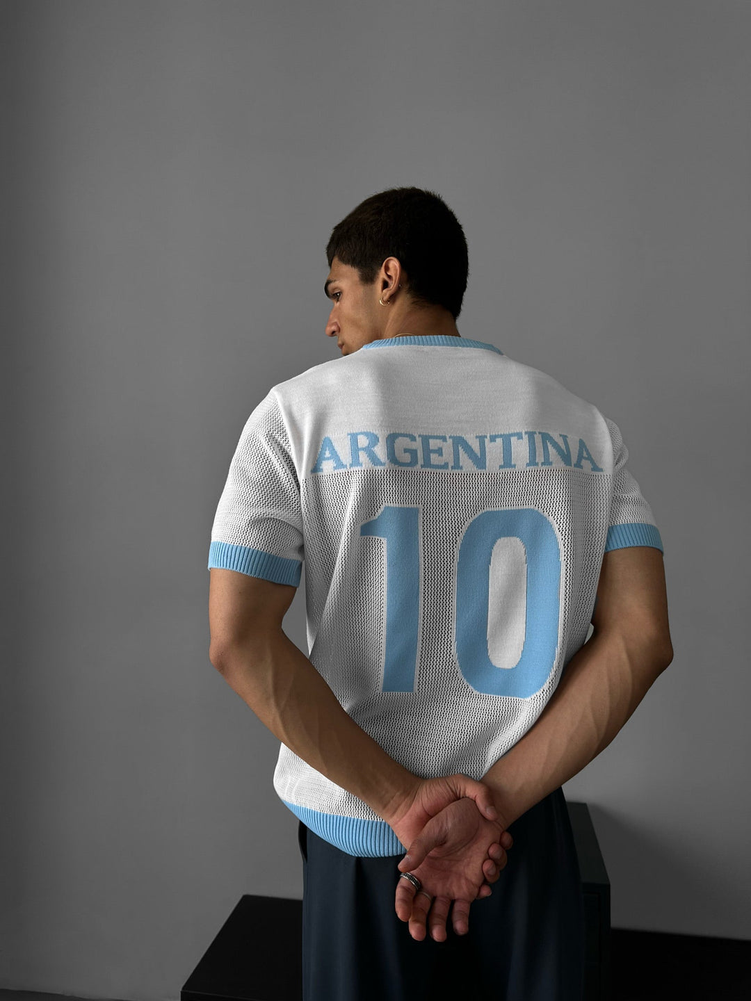 Oversize Argentina Stickad T-shirt - Vit