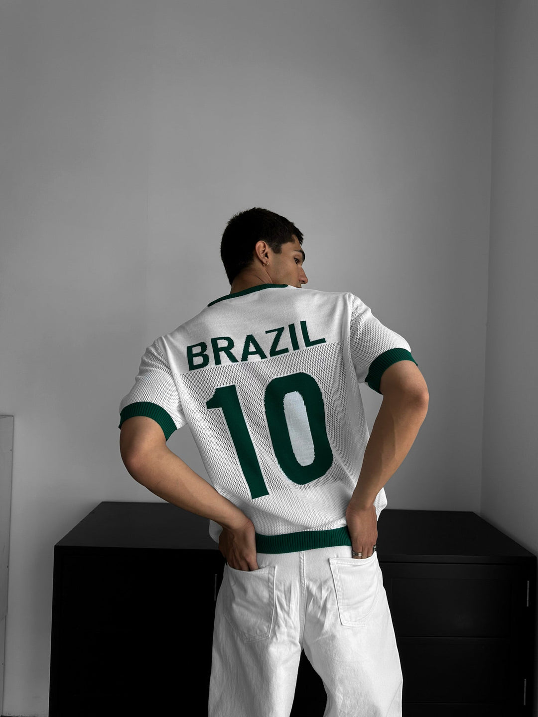 Oversize Brazil Stickad T-shirt - Vit