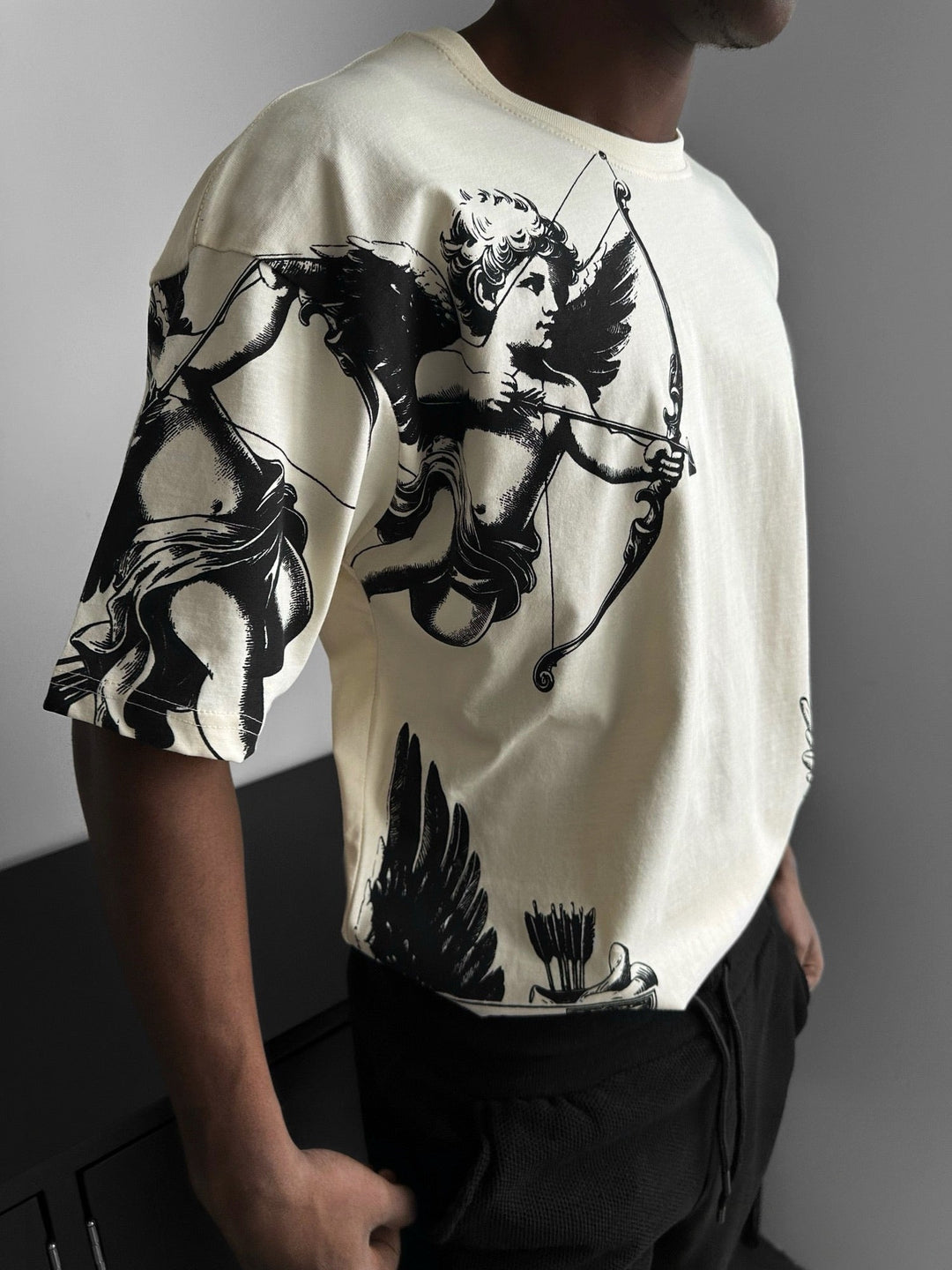 Oversize Guardian Angels T-Shirt - Antik Vit