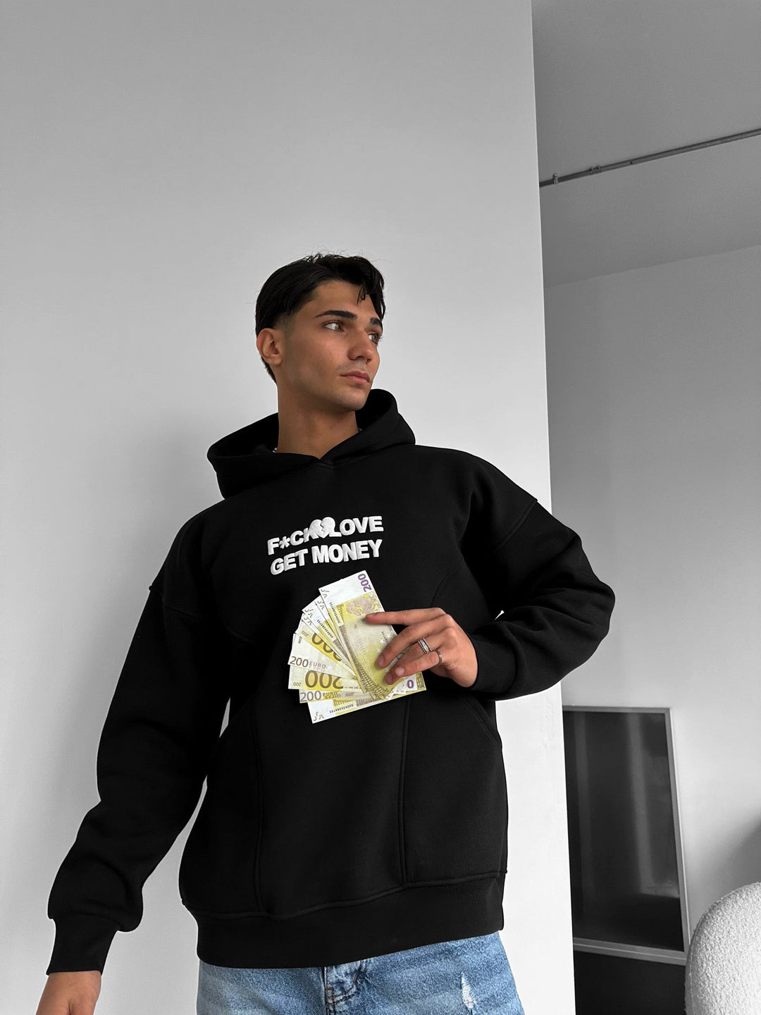 Oversize Get Money Hoodie - Svart