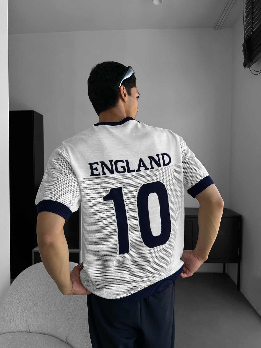 Oversize England Stickad T-shirt - Vit