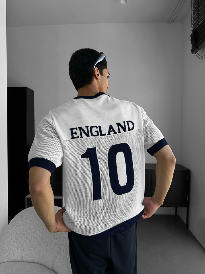 Oversize England Stickad T-shirt - Vit