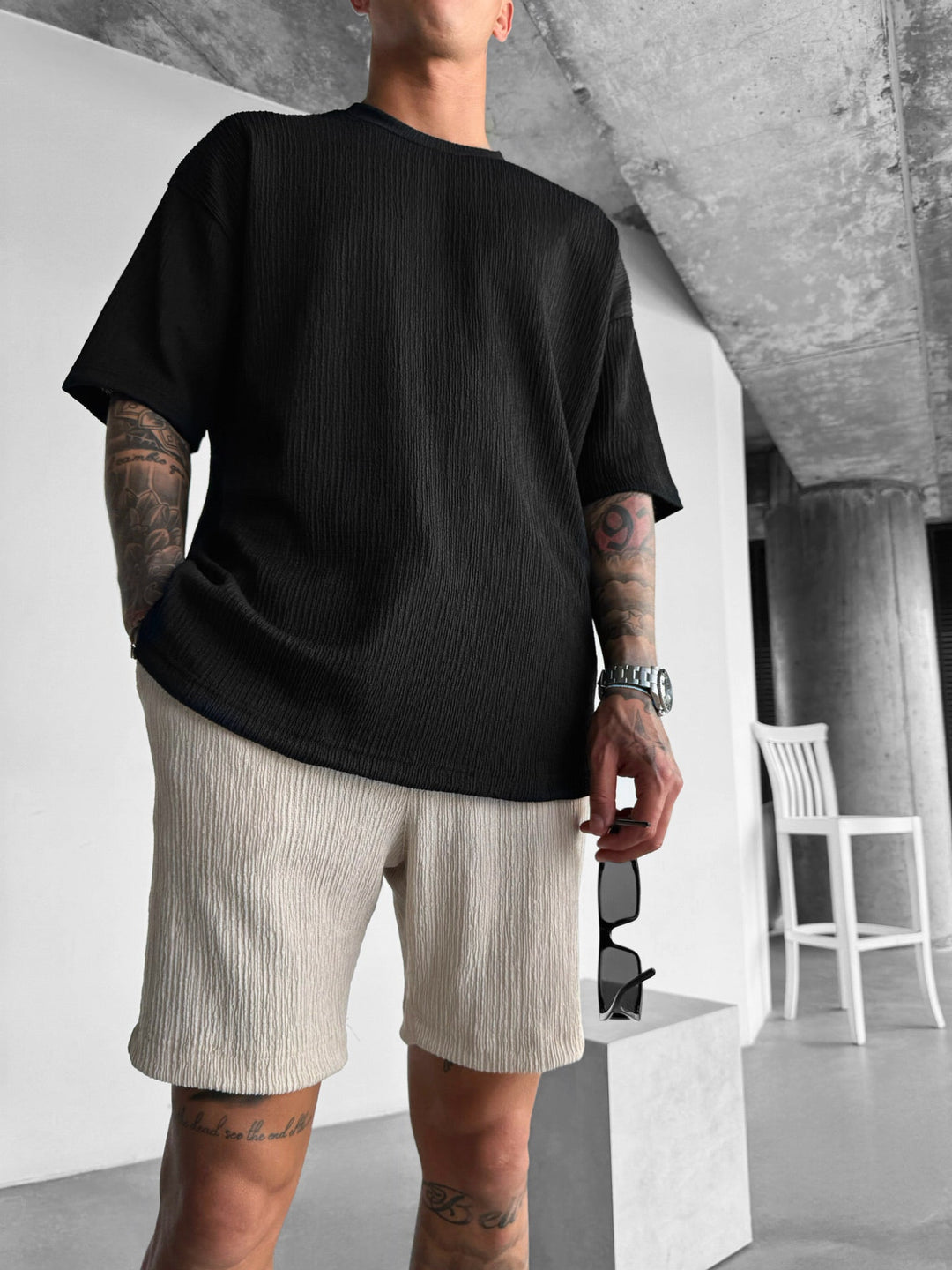 Oversize Crepe T-Shirts - Svart
