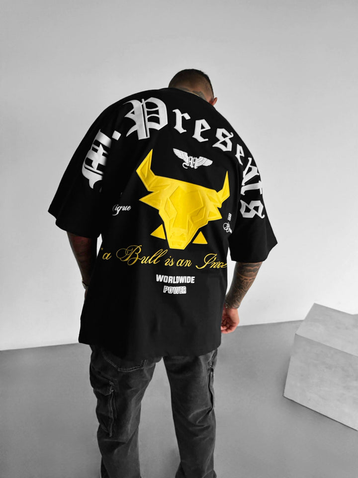 Oversize Bull Worldwide T-shirt - Svart och Gul