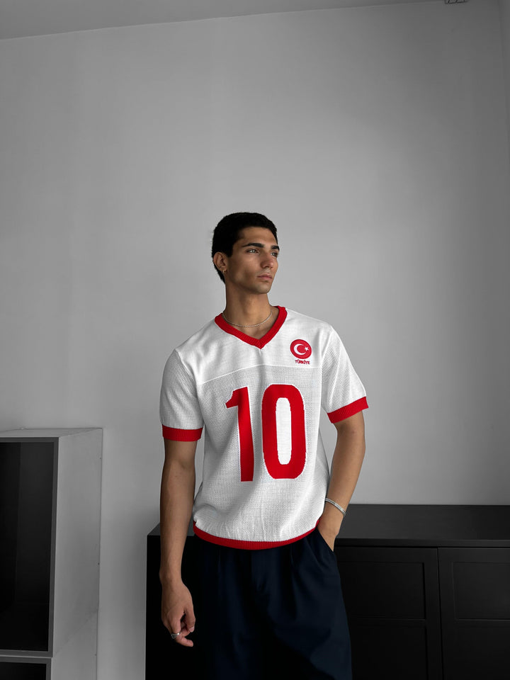 Oversize Türkiye Stickad T-shirt - Vit