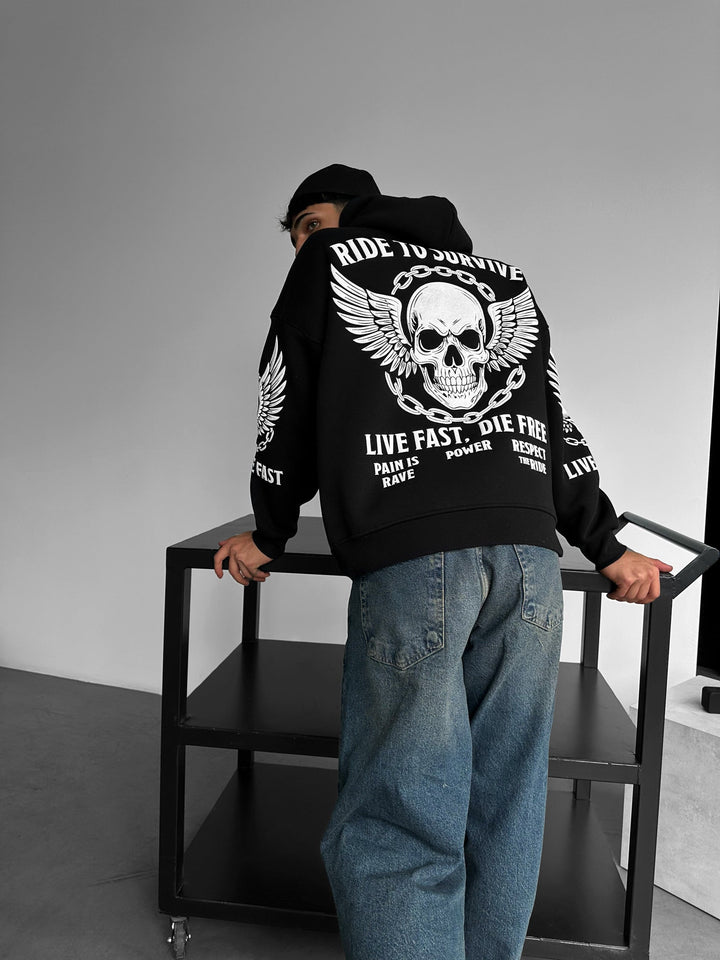 Oversize Ride to Survive Hoodie - Svart