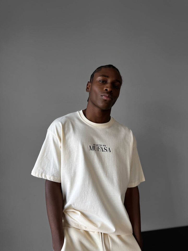 Oversize Lejon T-Shirt - Antik Vit
