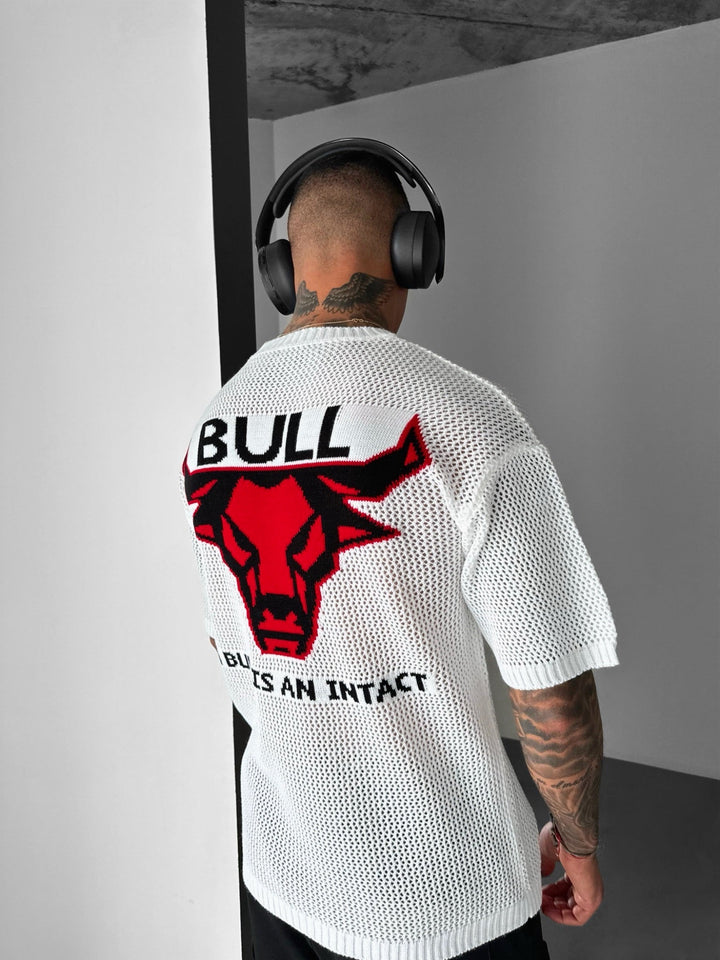 Oversize Bull Knit T-Shirt - Vit
