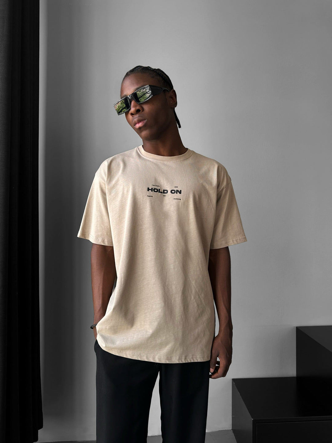 Oversize "Hold On" T-shirt - Beige