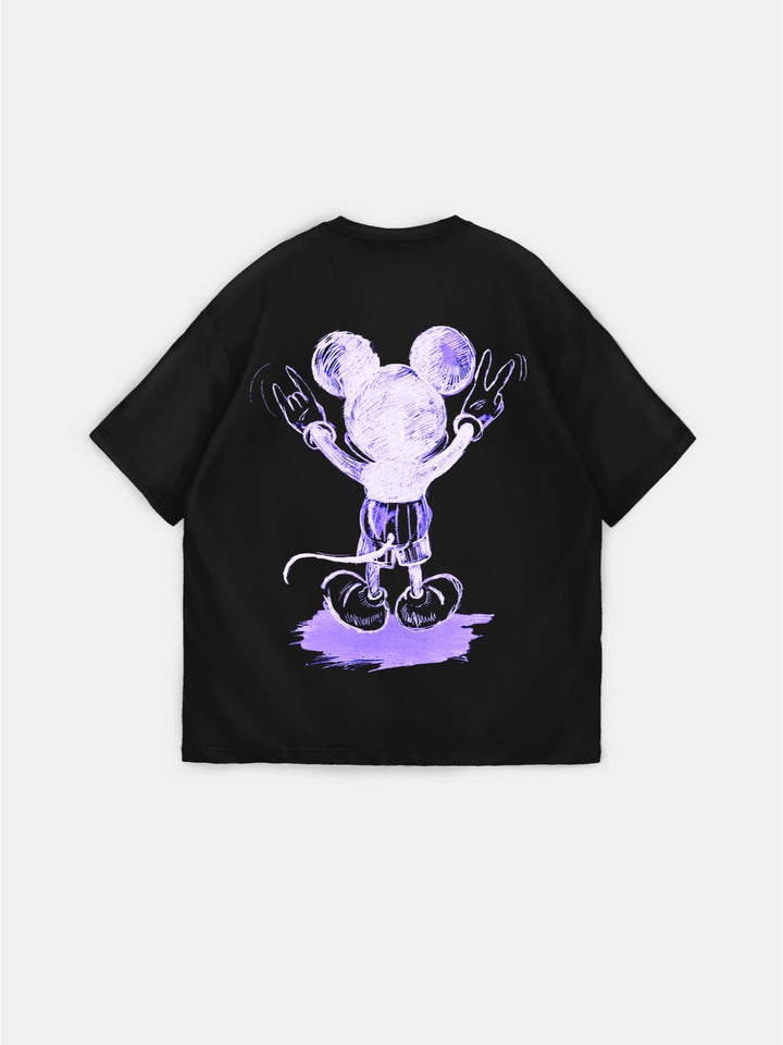Oversize Mus T-shirt - Svart och Lila
