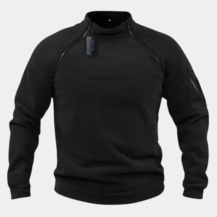 Herr Sweatshirt med Hög Krage och Kontrastdetaljer