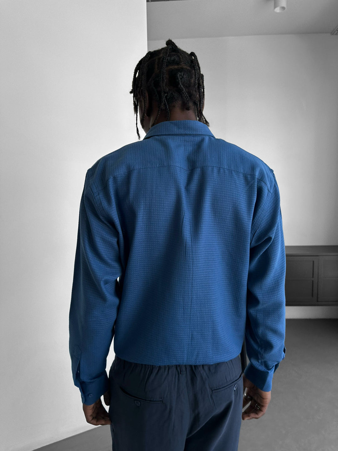 Regular Fit Textured Shirt - Marinblå