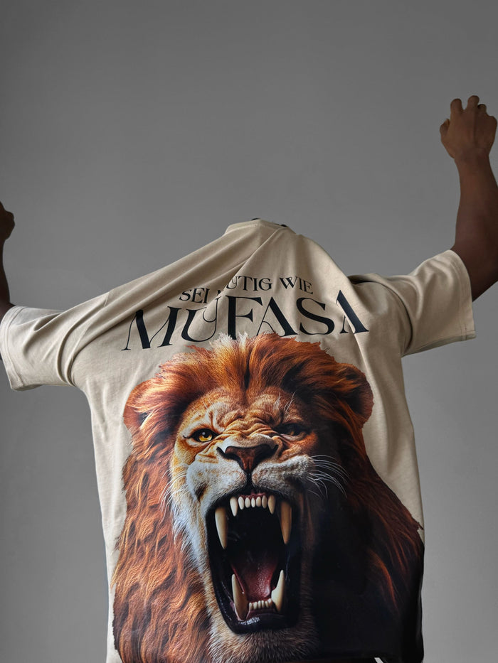 Oversize Lejon T-Shirt - Antik Vit
