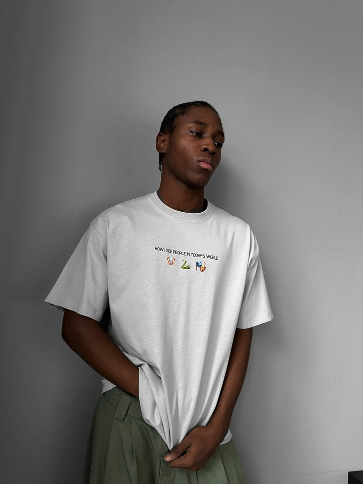 Oversize "Dagens Värld" T-shirt - Grå