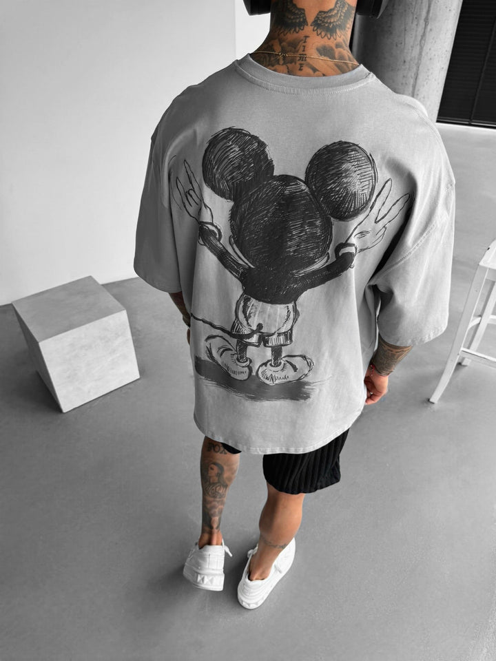Oversize Mus-T-shirt - Grå