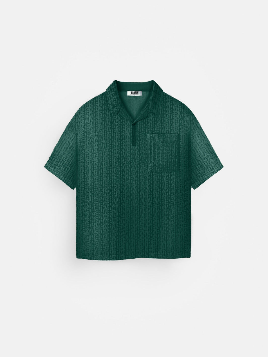 Oversize Strukturerad Polo T-shirt - Regnskog