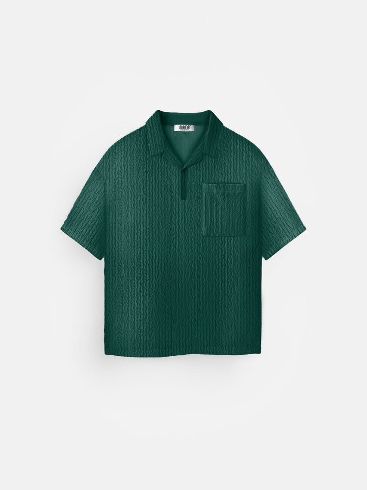 Oversize Strukturerad Polo T-shirt - Regnskog
