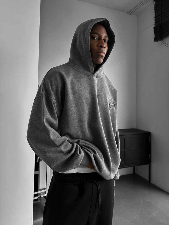 Loose Fit ‘MF’ Hoodie - Antracit Melange