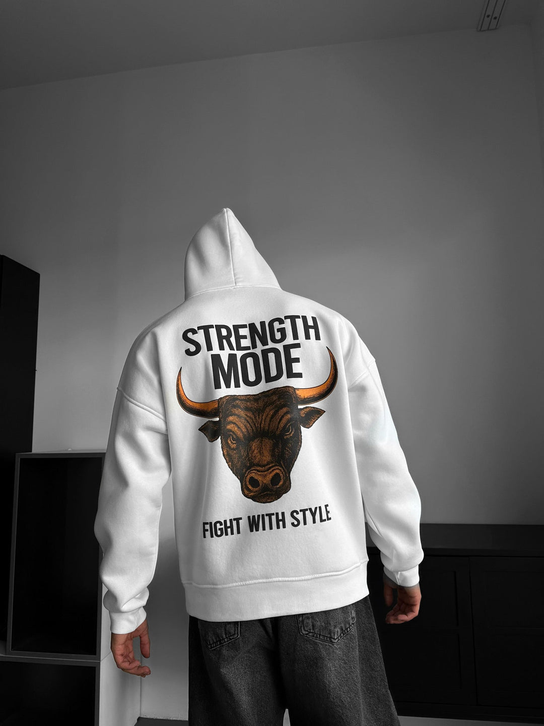 Oversize Styrkemode Hoodie - Vit