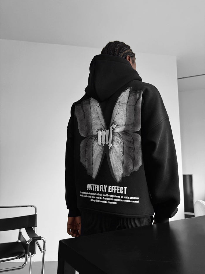 Överdimensionerad Butterfly Effect Hoodie - Svart och Antracit