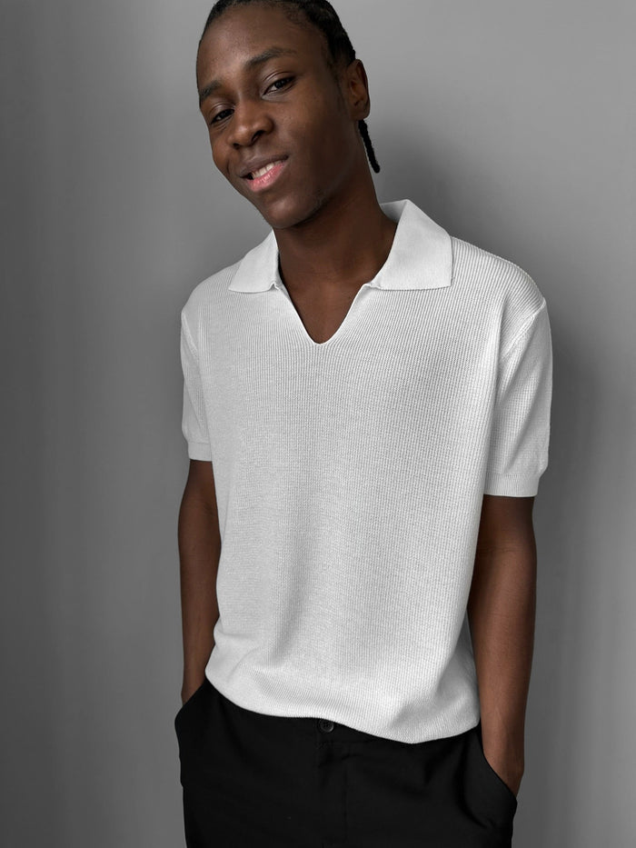 Lös passform finstickad krage T-shirt - Ecru