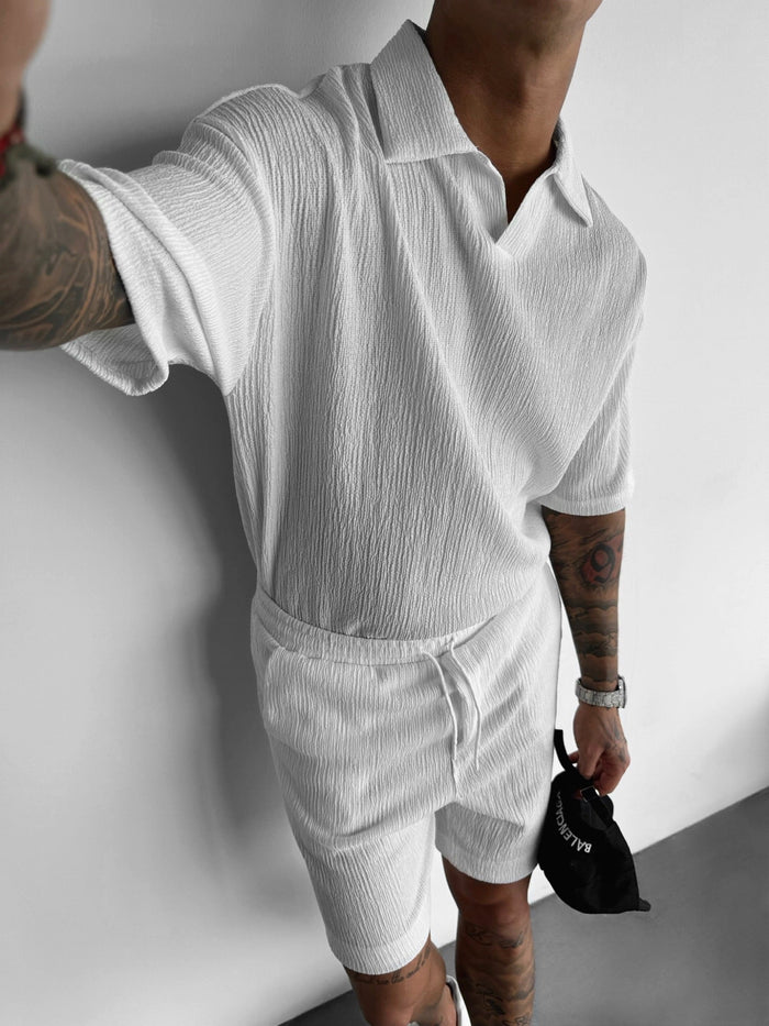 Oversize Crepe Polo T-shirt - Ecru