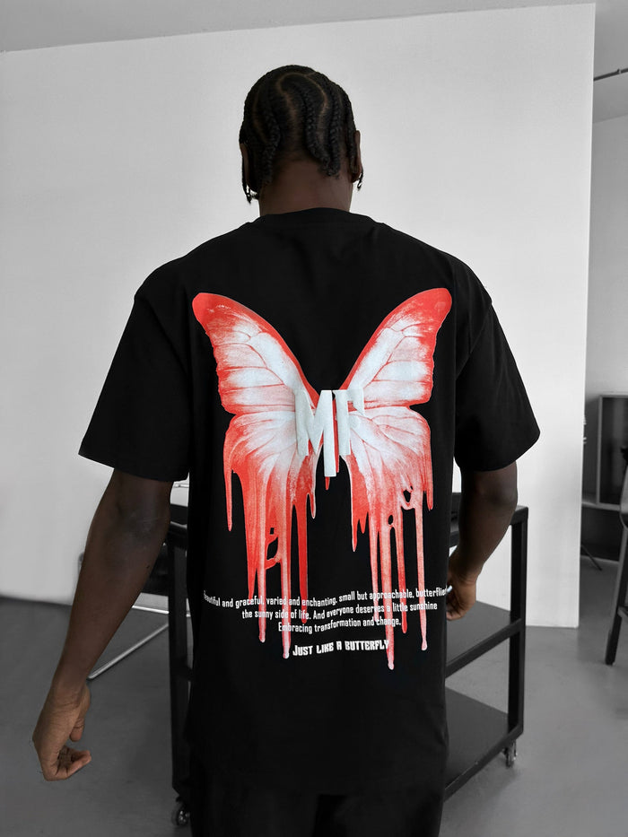 Oversize Som en Fjäril T-Shirt - Svart