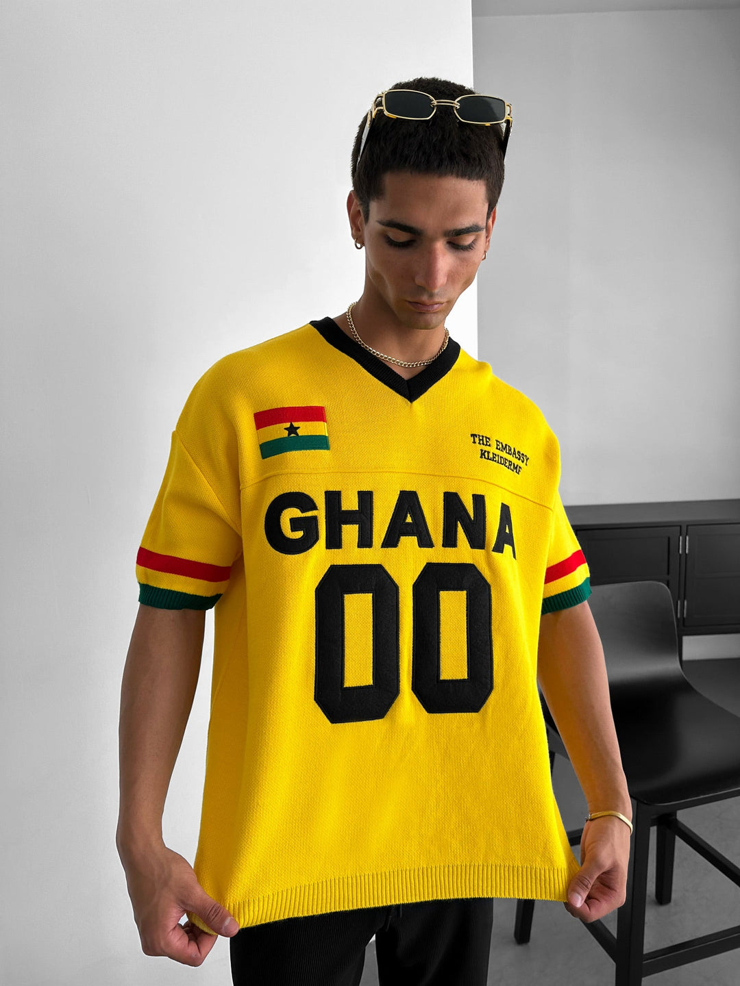Oversize Ghana Stickad T-shirt - Gul