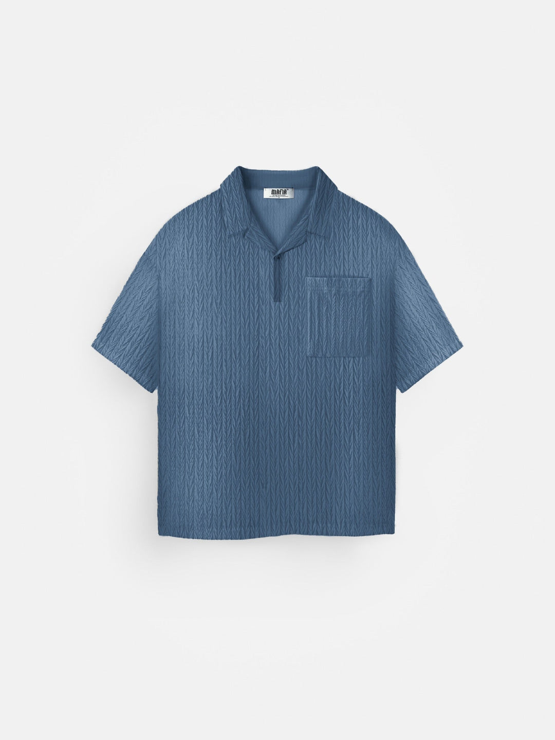 Oversize Strukturerad Polo T-Shirt - Coronet Blå