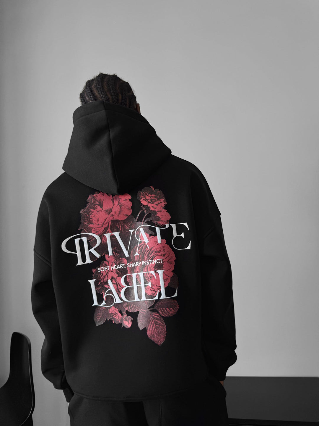 Överdimensionerad Privat Etikett Hoodie - Svart
