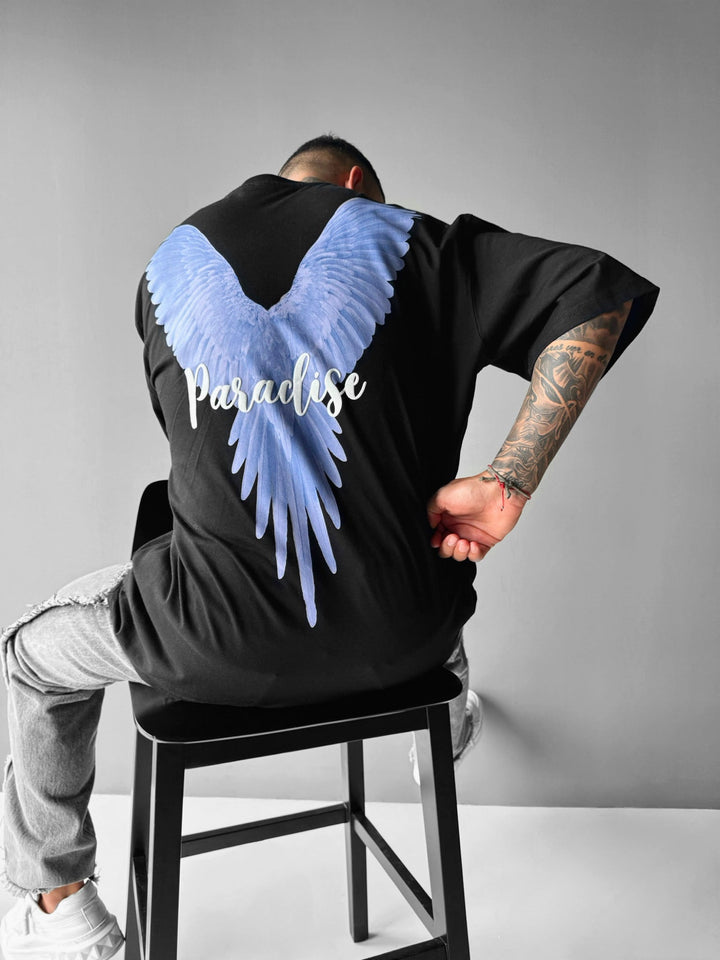 Oversize Papegoja Paradis T-shirt - Svart och Lila
