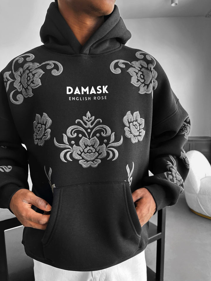Oversize Damask Hoodie - Svart