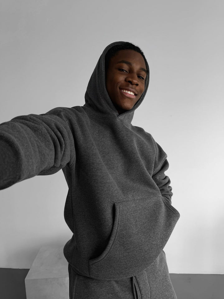Oversize Basic Hoodie - Antracit Melange