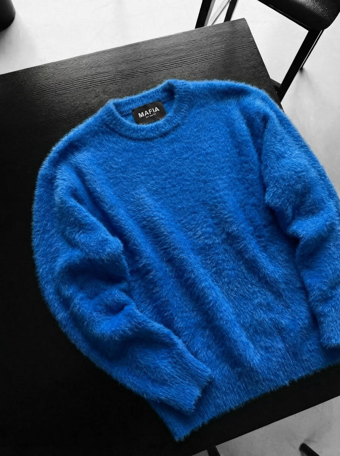 Oversized Hårig Reptröja - Ljus Saks