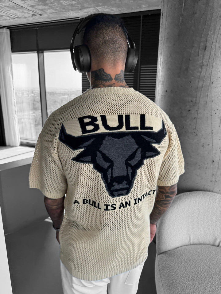 Oversize Bull Knit T-Shirt - Beige
