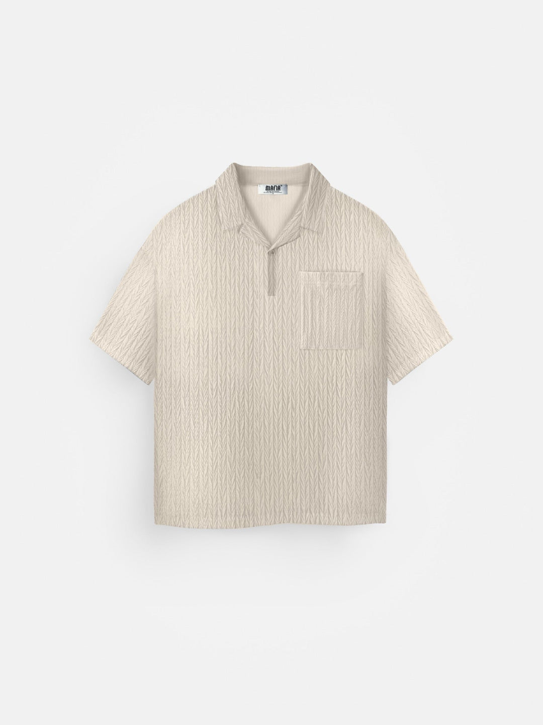 Överdimensionerad Strukturerad Polo T-Shirt - Beige