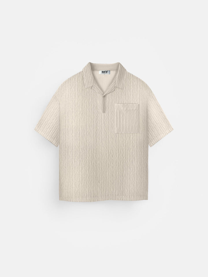 Överdimensionerad Strukturerad Polo T-Shirt - Beige