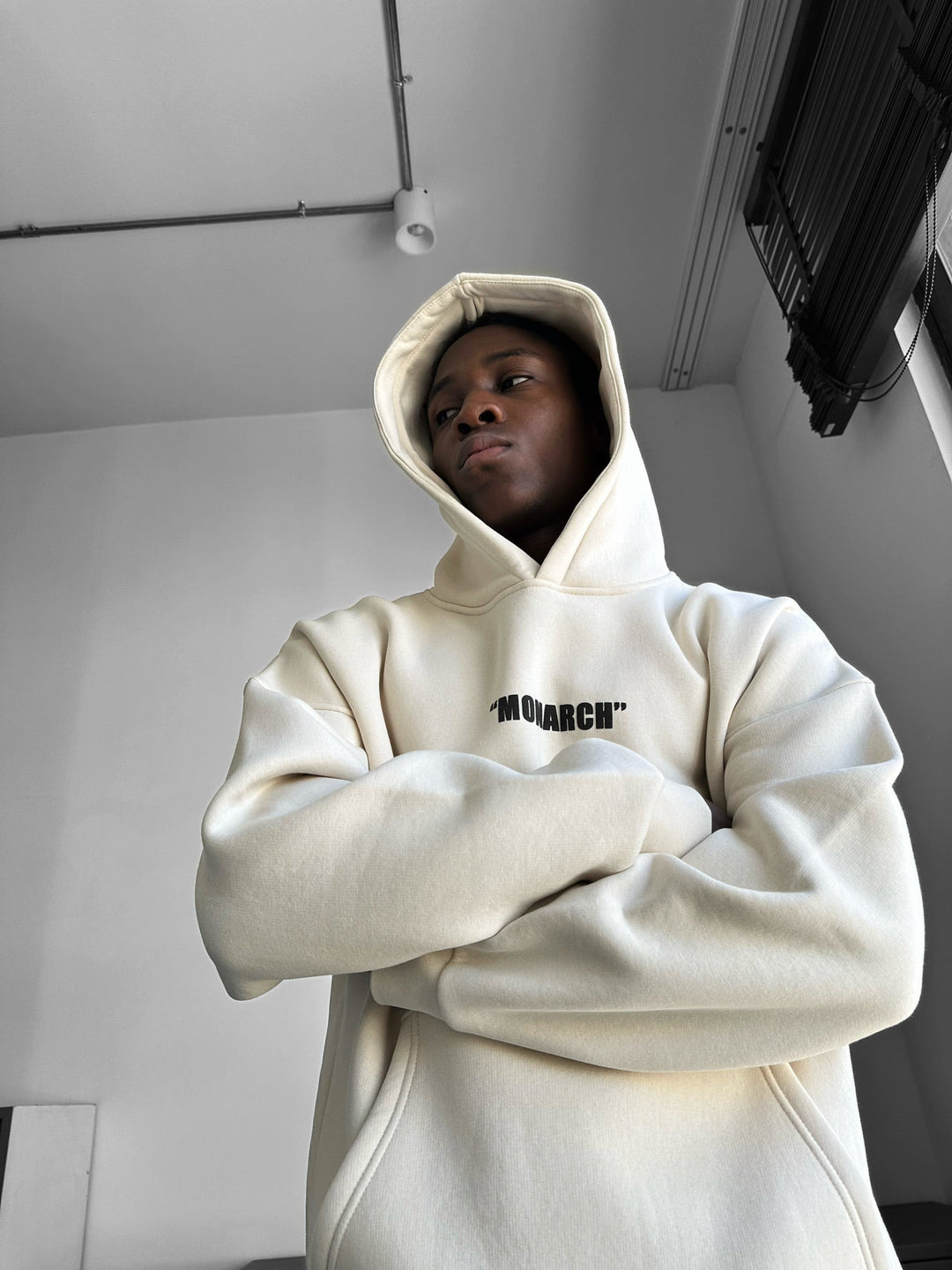 Oversize Monarch Hoodie - Beige och Bordeaux