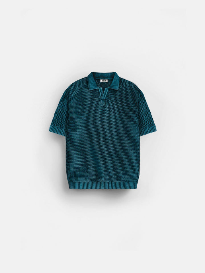 Regular Fit Knit Grid T-shirt - Djup Lagun