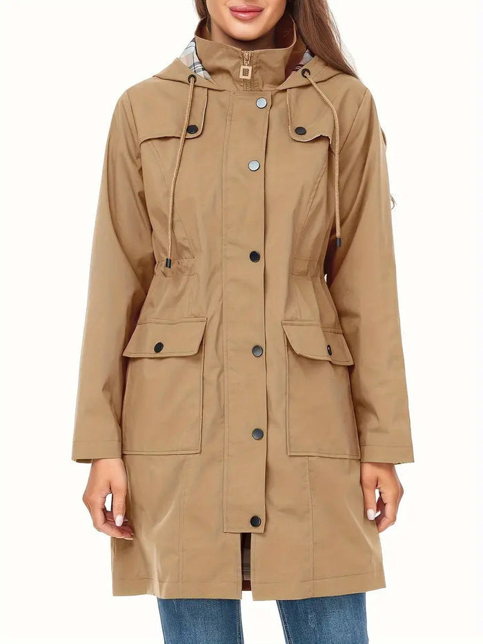 Dam Trenchcoat Vatten- och Vindsäker med Huva Lång