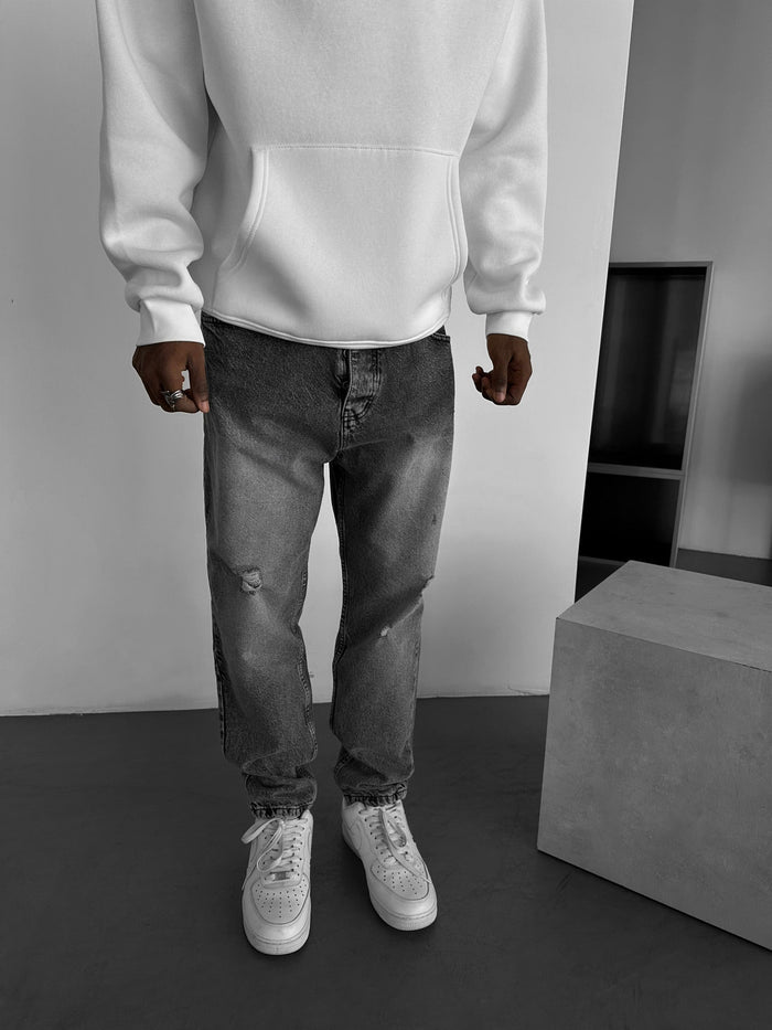 Kille Tvättade Trasiga Jeans - Antracit