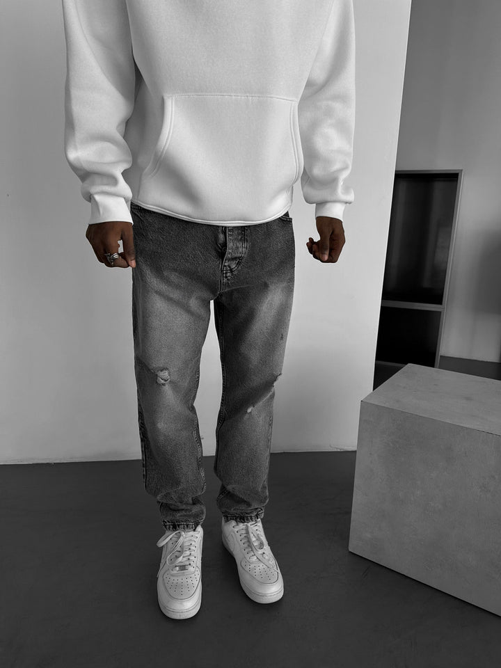 Kille Tvättade Trasiga Jeans - Antracit