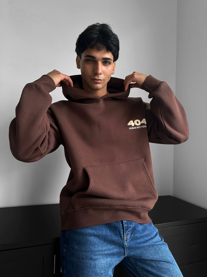 Oversize 404 Hoodie - Brun
